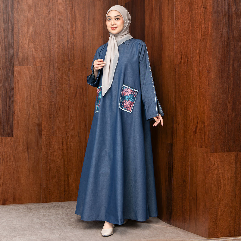 Irish Dress Denim Embroidery Royal Blue