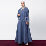 Irish Dress Denim Embroidery Pasific Blue