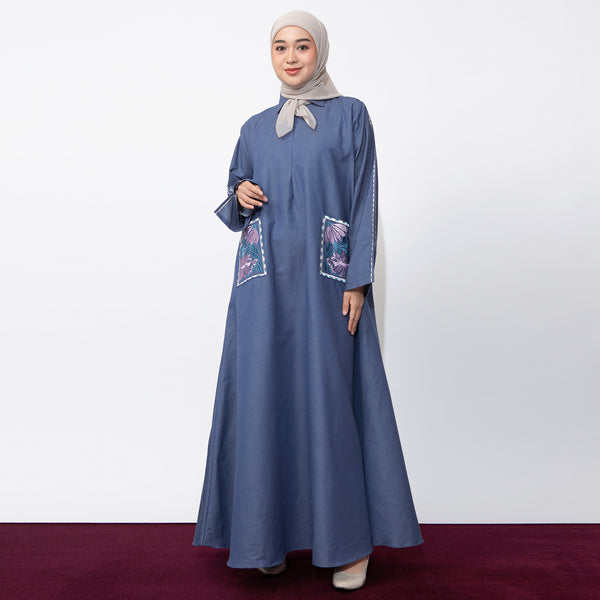 Irish Dress Denim Embroidery Pasific Blue