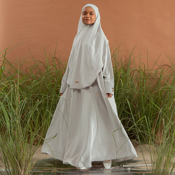 Asma Abaya Set Light Grey L-XL