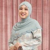 Floure Embroidery Shawl Blue Pastel