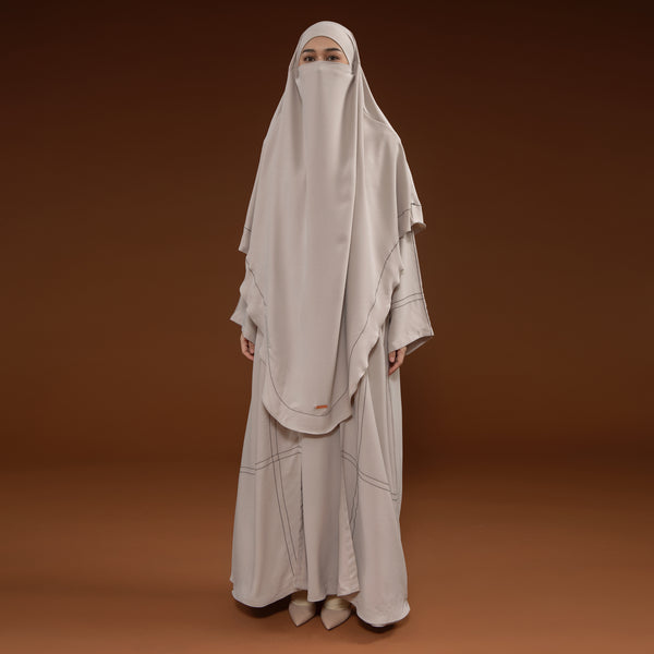 Havina Abaya Set Cream Almond New Material