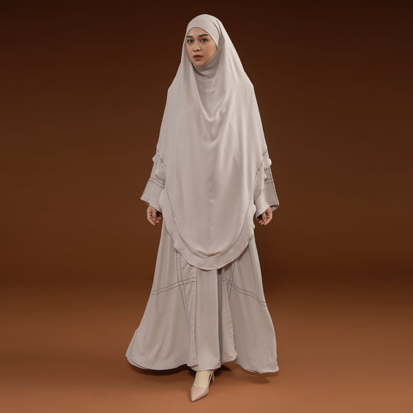 Havina Abaya Set Cream Almond New Material