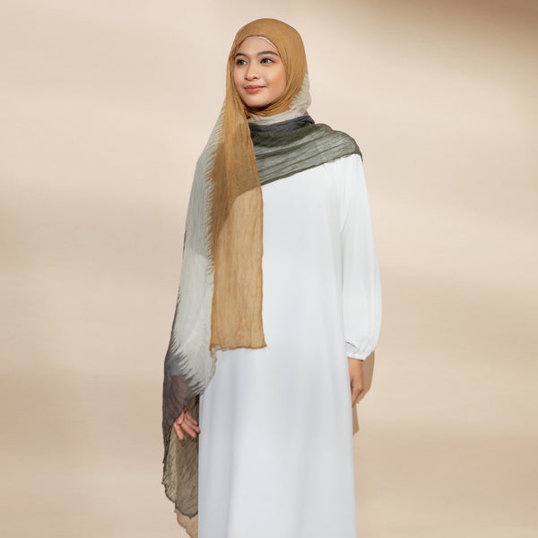 Oubre Shawl Viscose Crincle Gradasi Earth