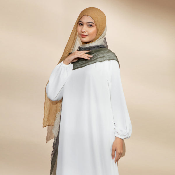 Oubre Shawl Viscose Crincle Gradasi Earth