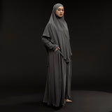 Humaya Abaya Set Dark Grey New Material