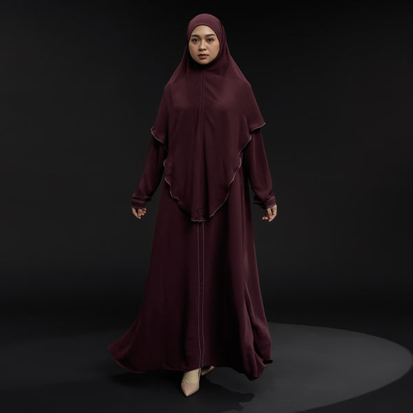 Humaya Abaya Set Wineberry New Material