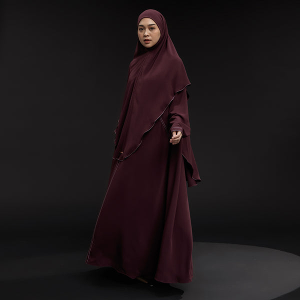 Humaya Abaya Set Wineberry New Material
