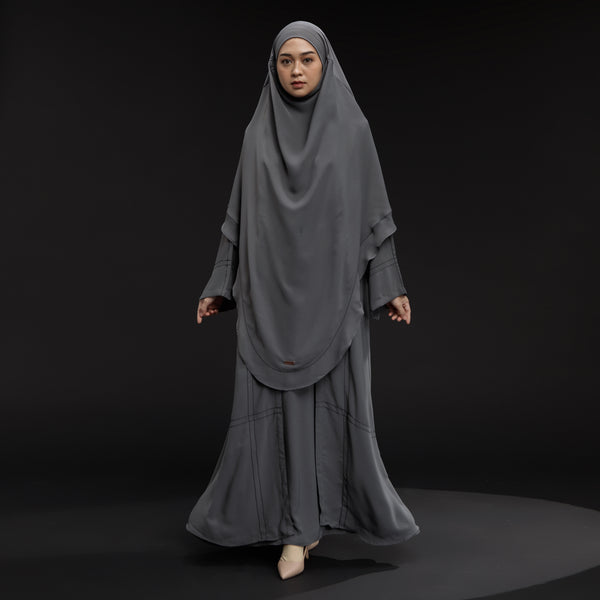 Havina Abaya Set Dark Grey New Material