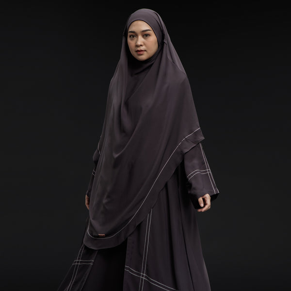 Havina Abaya Set Smoke Grey New Material