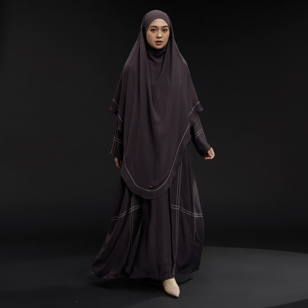Havina Abaya Set Smoke Grey New Material
