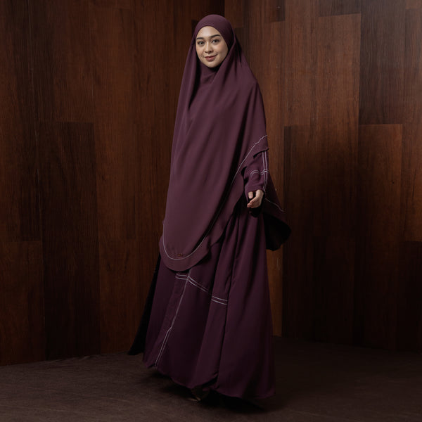Havina Abaya Set Wineberry New Material