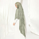 Viscose Crinkle Highlight Shawl Moss Green