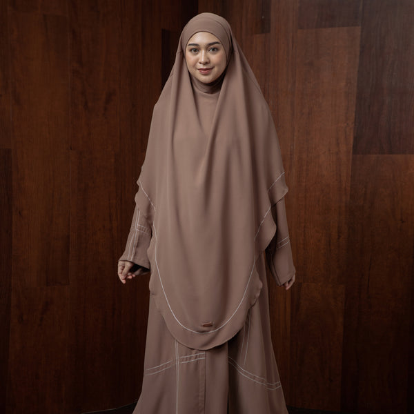 Havina Abaya Set Soft Brown New Material