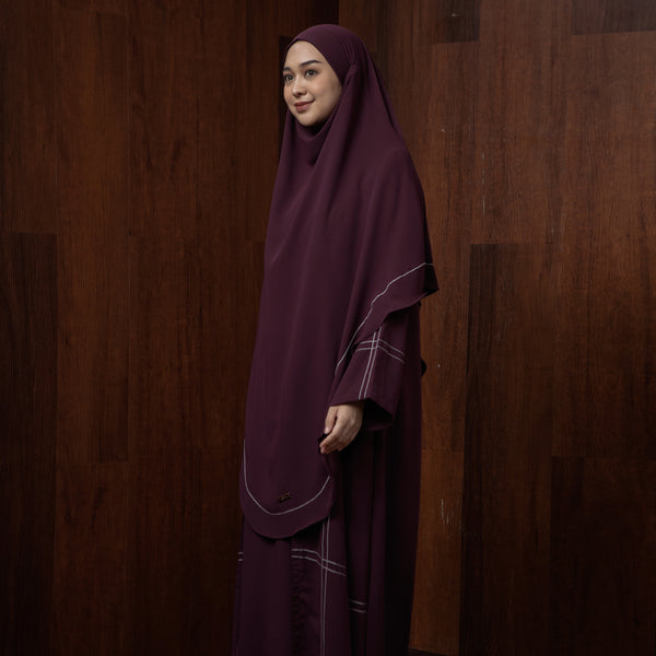 Havina Abaya Set Violet New Material