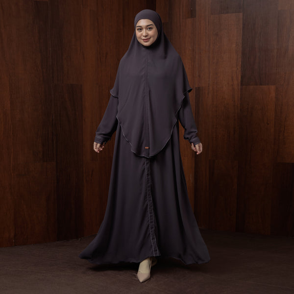 Humaya Abaya Set Smoke Grey New Material