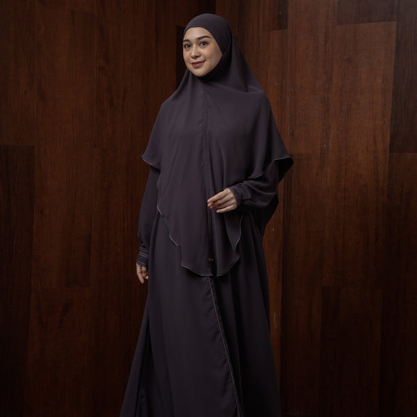 Humaya Abaya Set Smoke Grey New Material