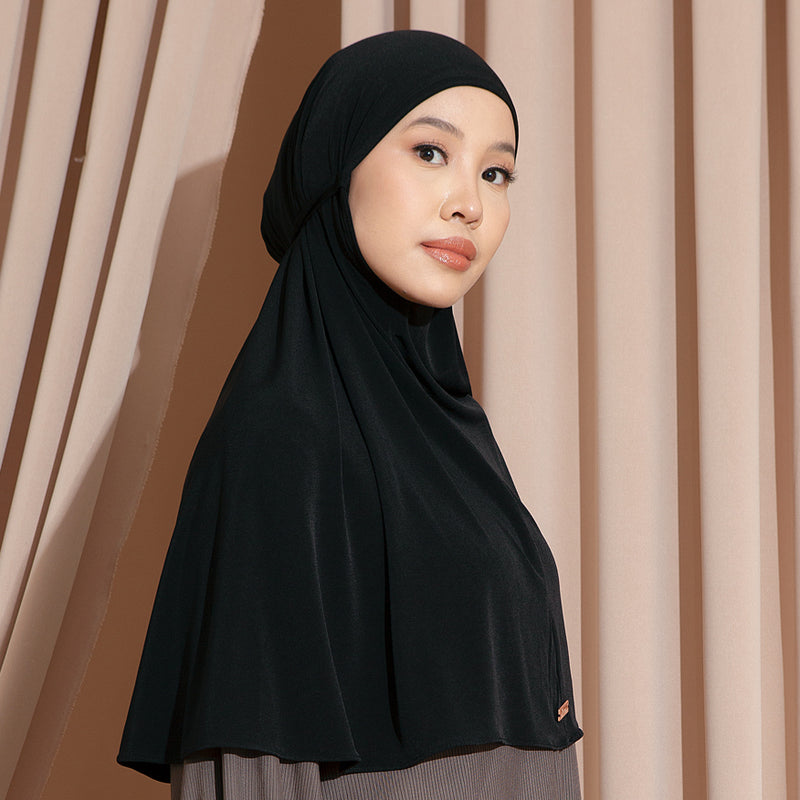 Nuha Instan (Bergo Jersey) Black