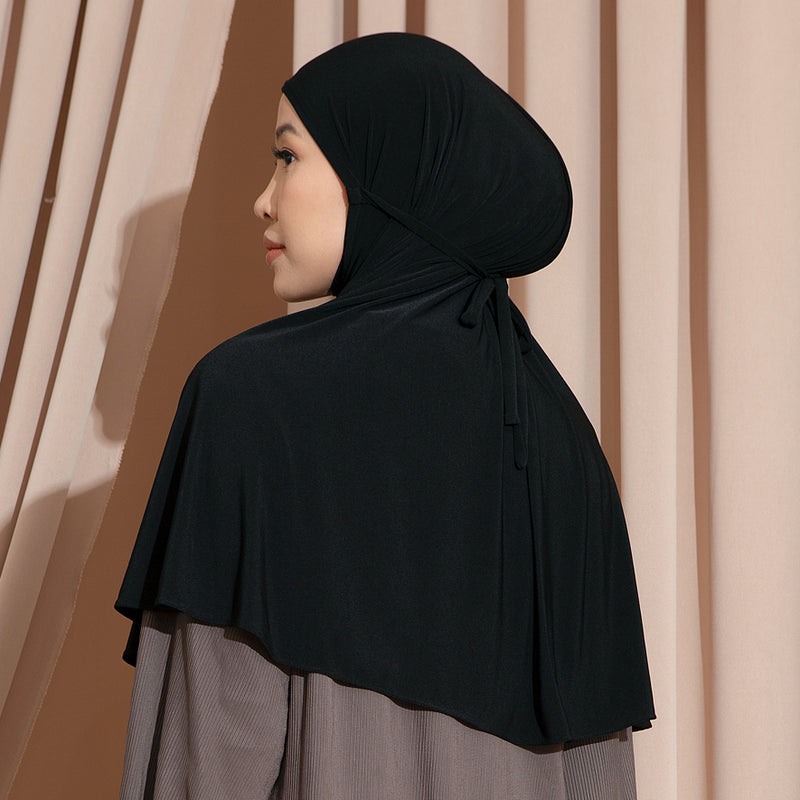 Nuha Instan (Bergo Jersey) Black