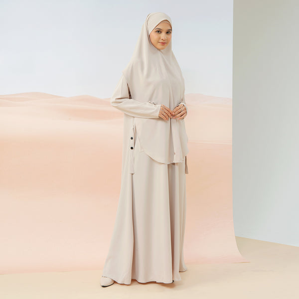 Haza Abaya Set Cream Almond