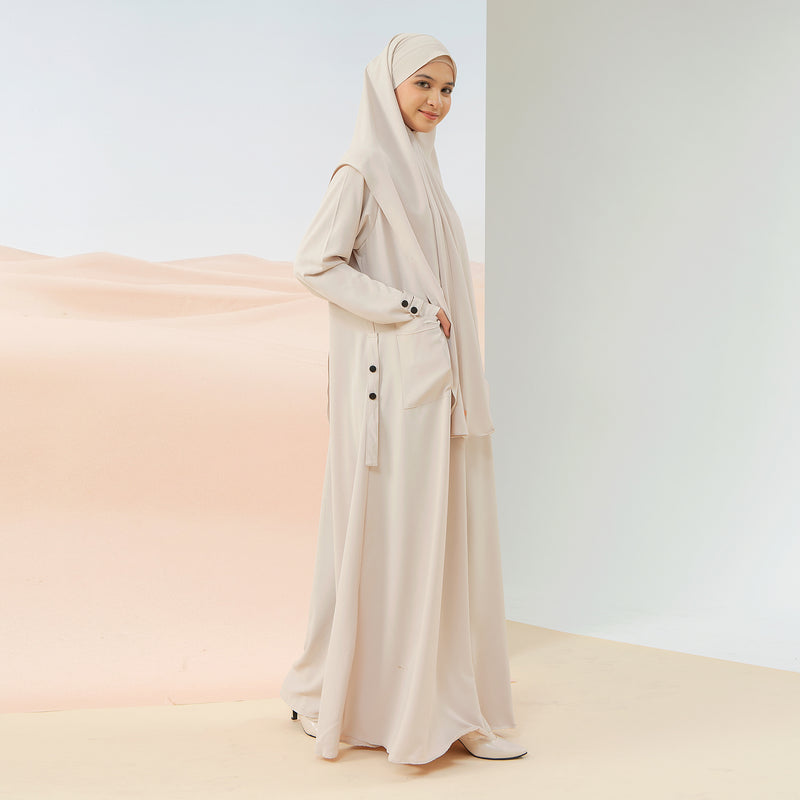 Haza Abaya Set Cream Almond