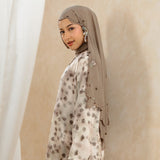 Floure Embroidery Shawl Grey Cream