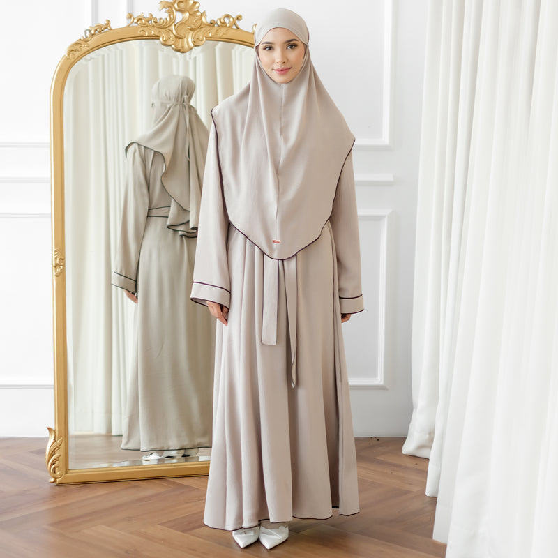 Hafiza Abaya Set Cream Almond