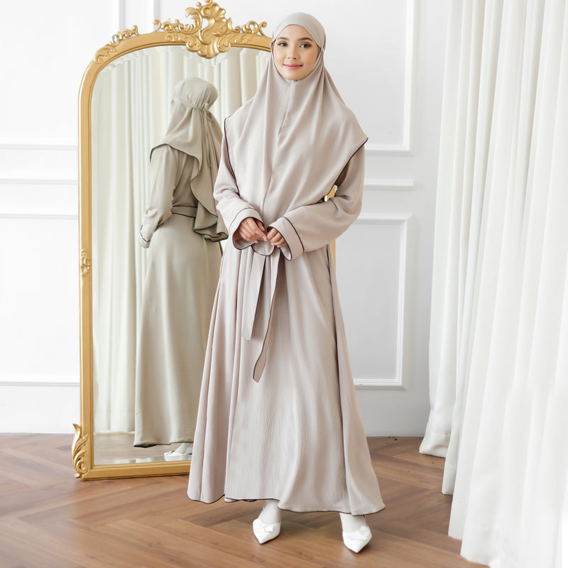 Hafiza Abaya Set Cream Almond