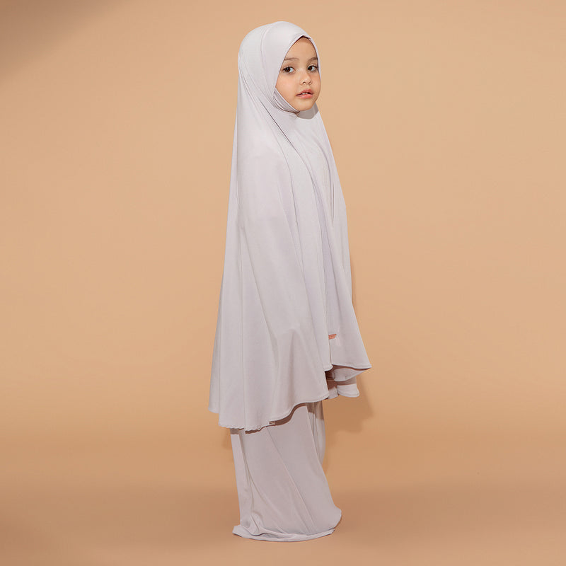 Shameera Prayer Set Kids Series 2 in Light Grey 3-4 Tahun (Lozy x Hamidah)