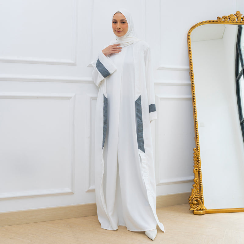 Faaza Abaya Set (One Set Gamis Syari) Broken White L-XL