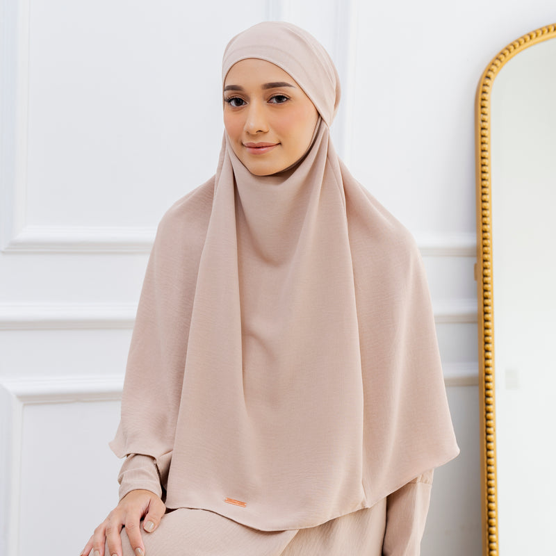 Halima French Khimar Nude Cream