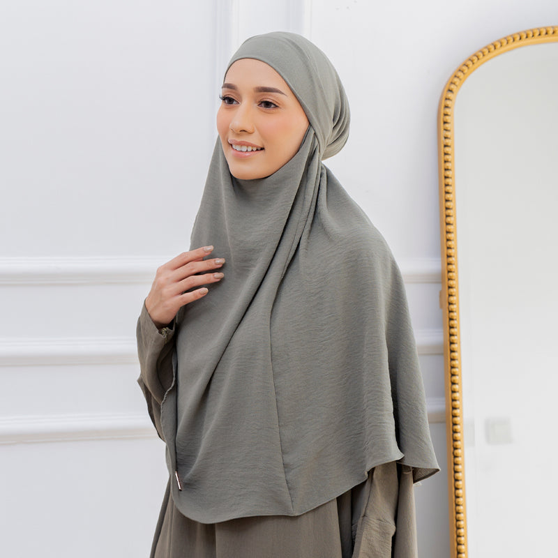 Halima French Khimar Dark Grey