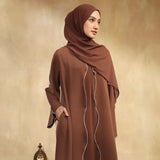 Aisha Abaya (Abaya Dress Haji dan Umrah) Brown New Material