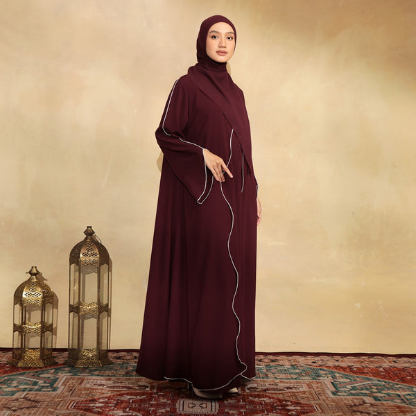 Aisha Abaya (Abaya Dress Haji dan Umrah) Ruby Wine