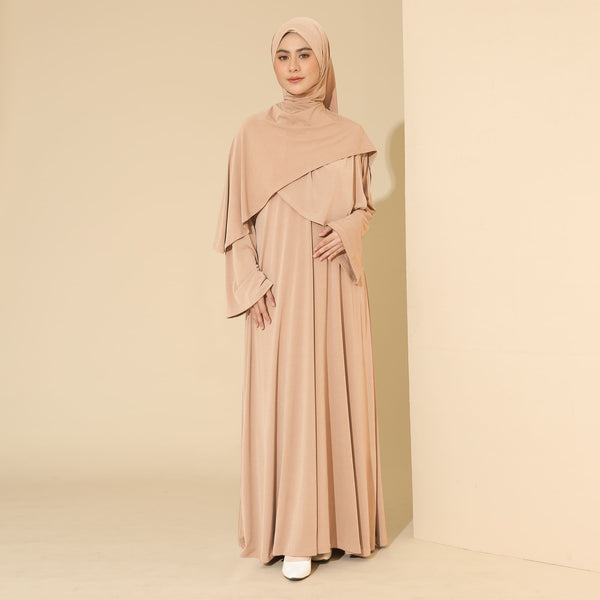 Sadiqa Abaya Set Soft Beige