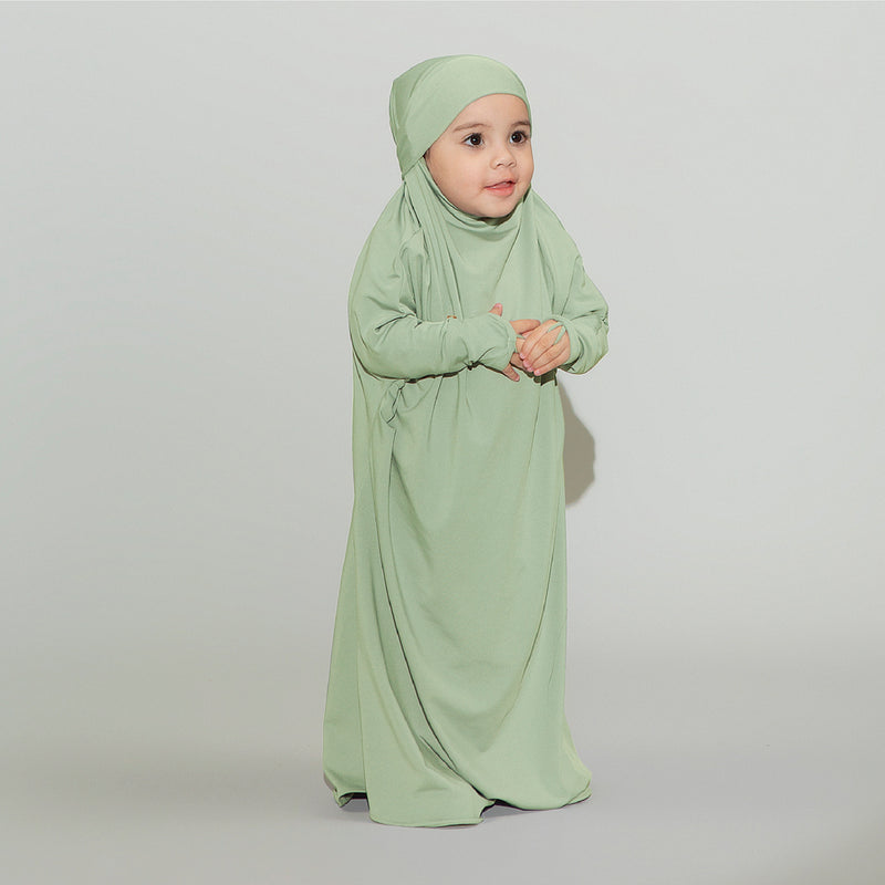 Shameera Abaya Kids in Matcha 1-2 Tahun (Lozy x Hamidah)