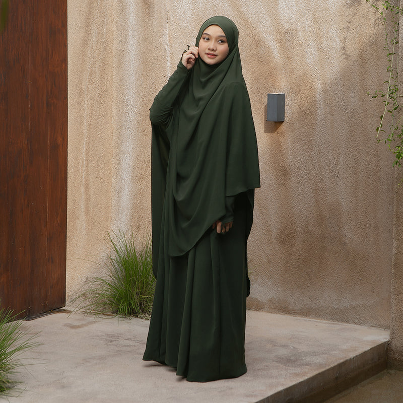 Khadija Abaya Set Dark Emerald