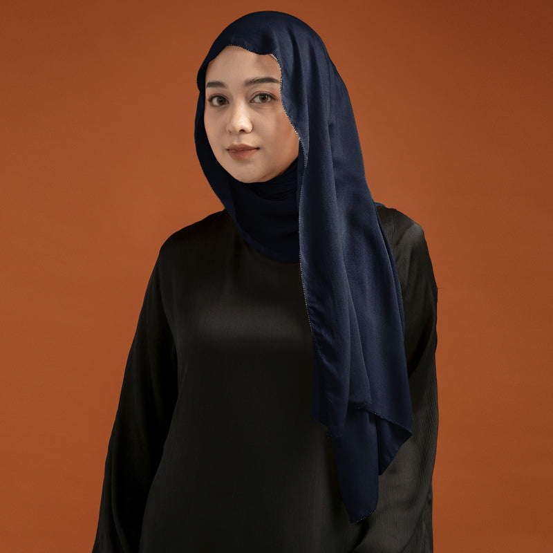 Viscose Eyelash Shawl Navy