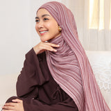 Viscose Full Striped Shawl in Burgundy