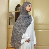 Viscose Full Striped Shawl in Black