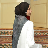 Viscose Mix Striped Shawl in Black