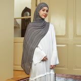 Viscose Full Striped Shawl in Black