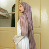 Viscose Full Striped Shawl in Burgundy