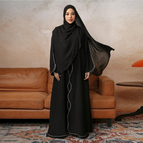 Aisha Abaya (Abaya Dress Haji dan Umrah) Black New Material