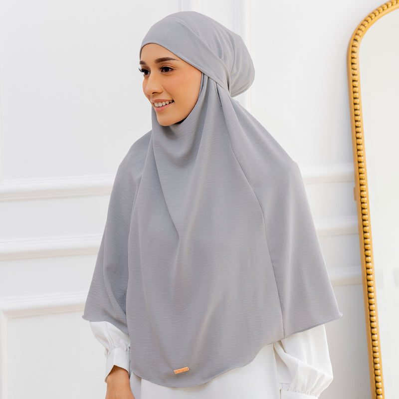 Halima French Khimar Purple Grey