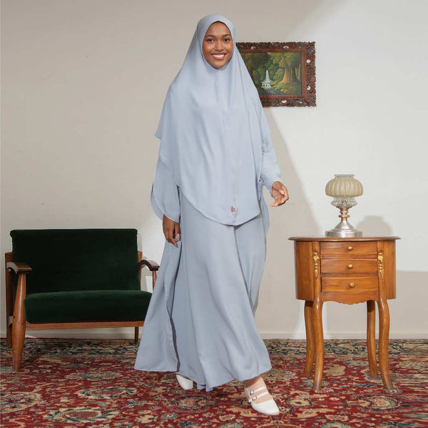 Aisha Abaya (Abaya Dress Haji dan Umrah) Blue Pastel