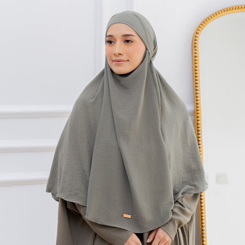 Halima French Khimar Dark Grey