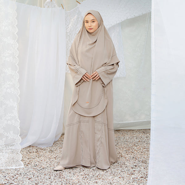 Havina Abaya Set Grey Cream