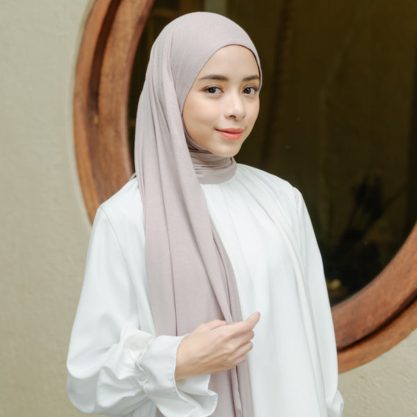 Tana Shawl (Pashmina Kaos Rayon) Grey Cream