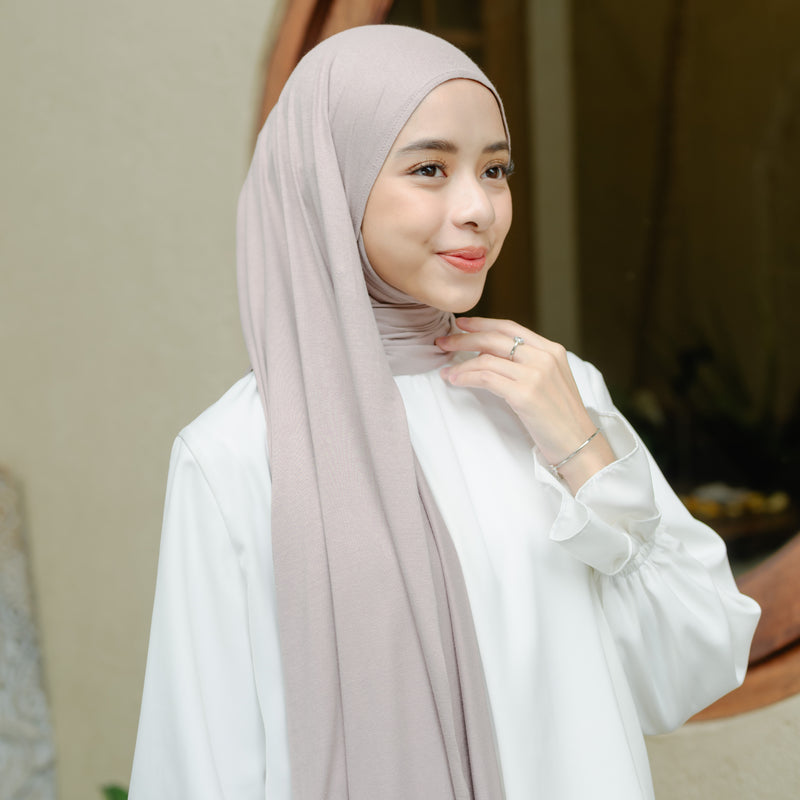 Tana Shawl (Pashmina Kaos Rayon) Grey Cream